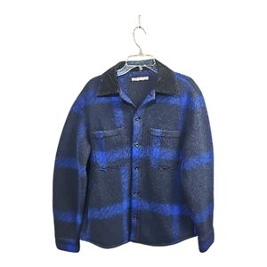 Zara Plaid Wool Blend Shacket Jacket Corduroy Collar Button Front Women’s Medium